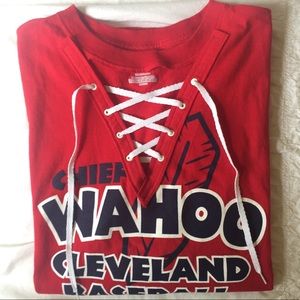 SOLD. Cleveland Indians Lace Up Tee - XL